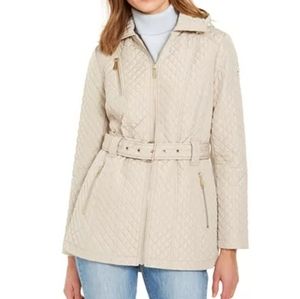 Michael Michael Kors Quilted Hooded Belted Jacket